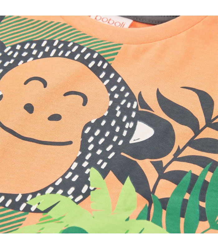 Camiseta naranja estampada niño