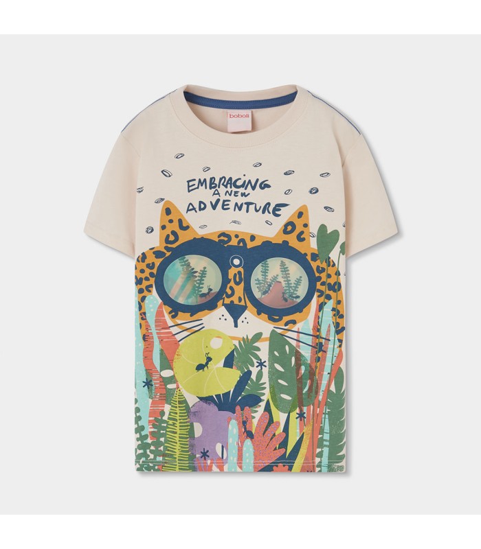 Camiseta  beige estampada niño