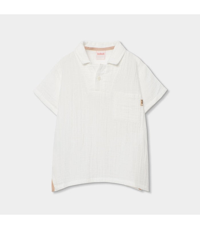 Polo blanco liso para niño