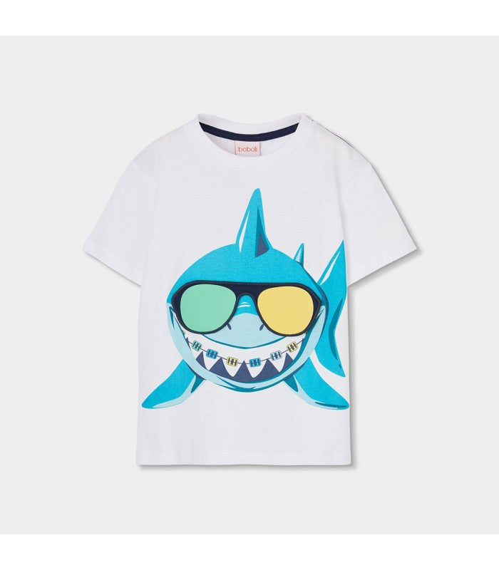 Camiseta blanca estampada para niño