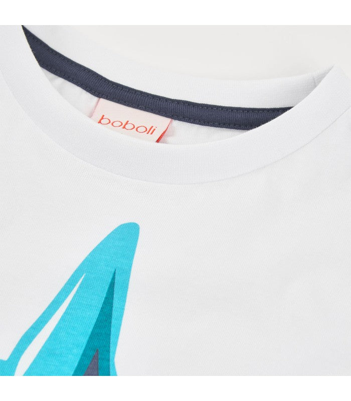 Camiseta blanca estampada para niño