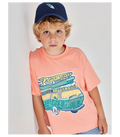 Camiseta niño naranja estampada