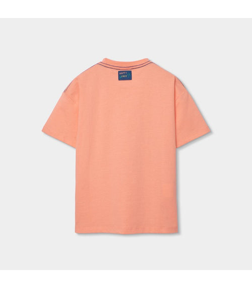 Camiseta niño naranja estampada