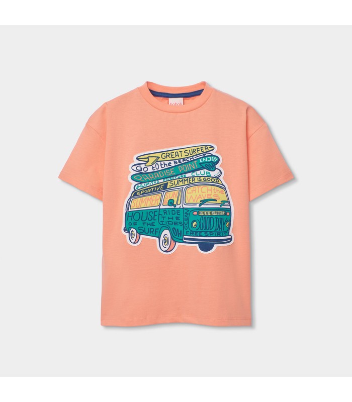 Camiseta niño naranja estampada