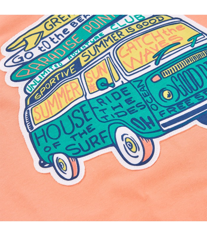 Camiseta niño naranja estampada
