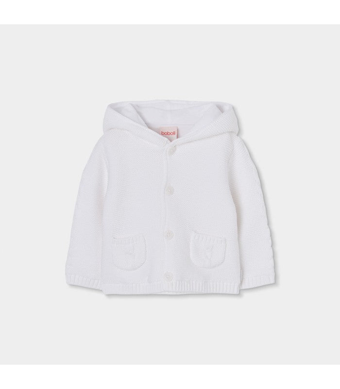 Chaqueta tricotosa blanca para bebé