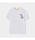 Camiseta niño algodón blanco cocodrilo