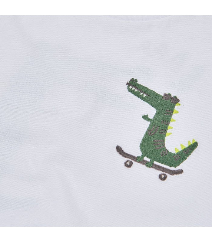 Camiseta niño algodón blanco cocodrilo
