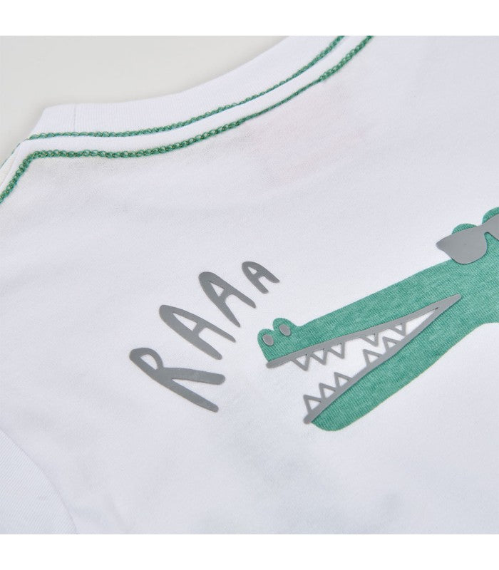 Camiseta niño algodón blanco cocodrilo