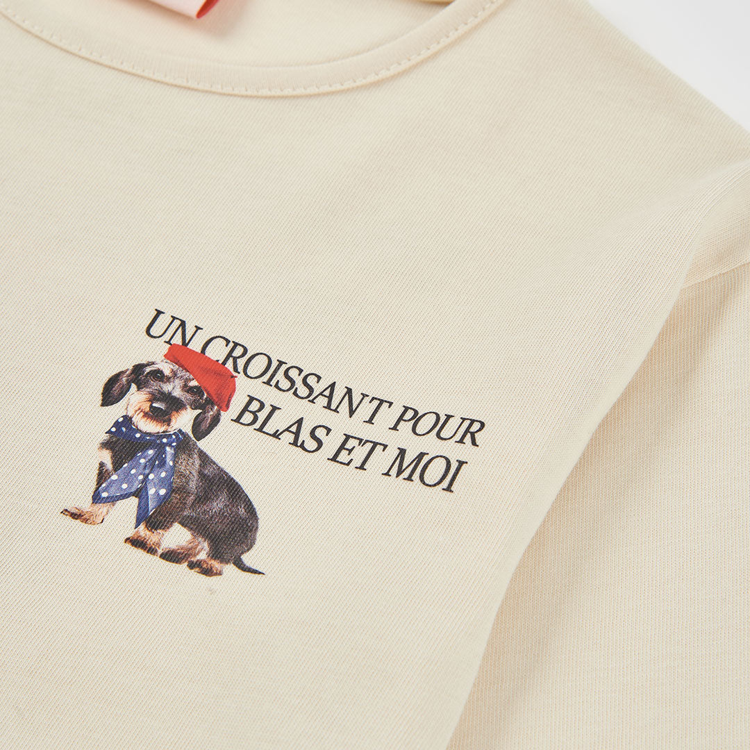 Camiseta punto niña crudo estampado de perro