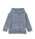Boy's sweatshirt with knit and washed-effect denim