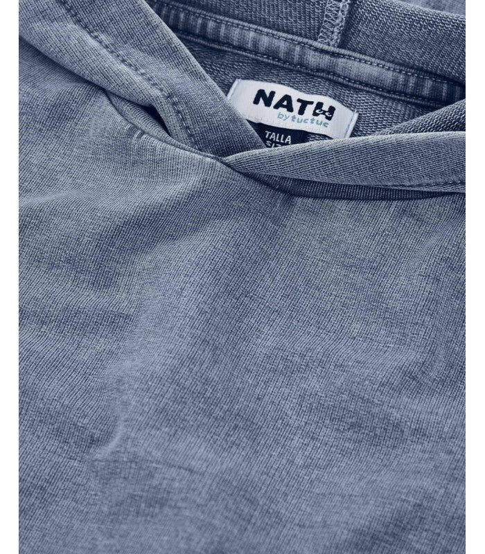 Boy's sweatshirt with knit and washed-effect denim