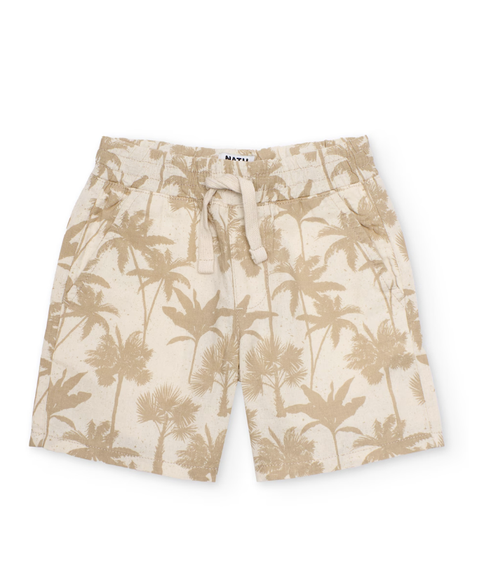 Bermuda de niño de plana con estampado de palmeras