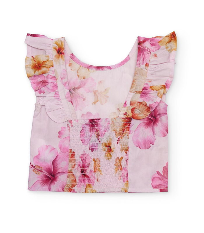 Blusa estampada para niña con volantes