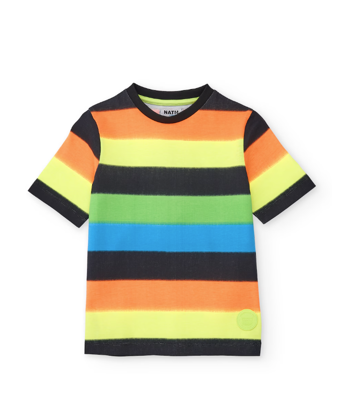 Camiseta de niño de punto con franjas horizontales
