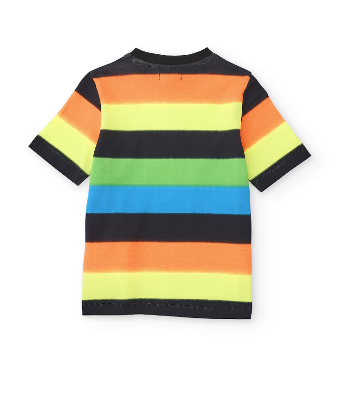 Camiseta de niño de punto con franjas horizontales