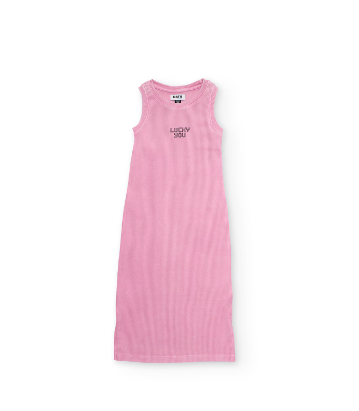 Vestido de niña de punto y tejido canalé elástico