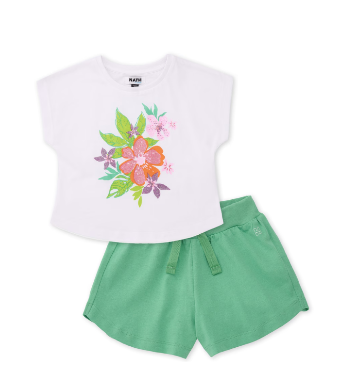 Conjunto de niña de punto con diseño floral