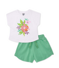 Conjunto de niña de punto con diseño floral