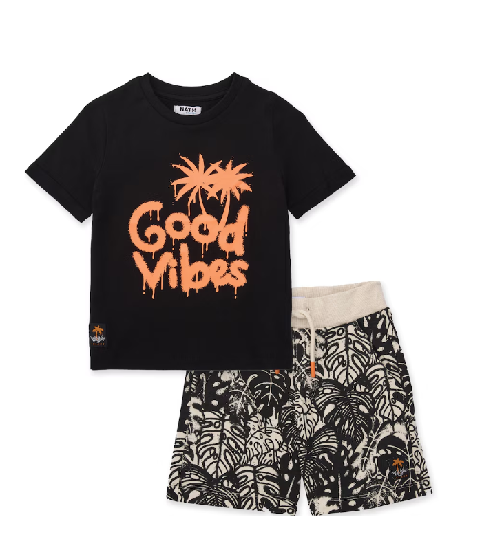 Conjunto de niño de punto con efecto pintura