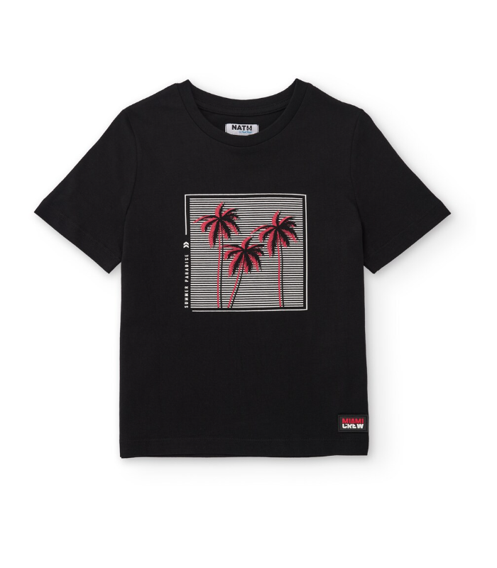 Conjunto de niño de punto con diseño de palmeras