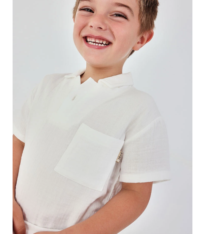 Polo blanco liso para niño