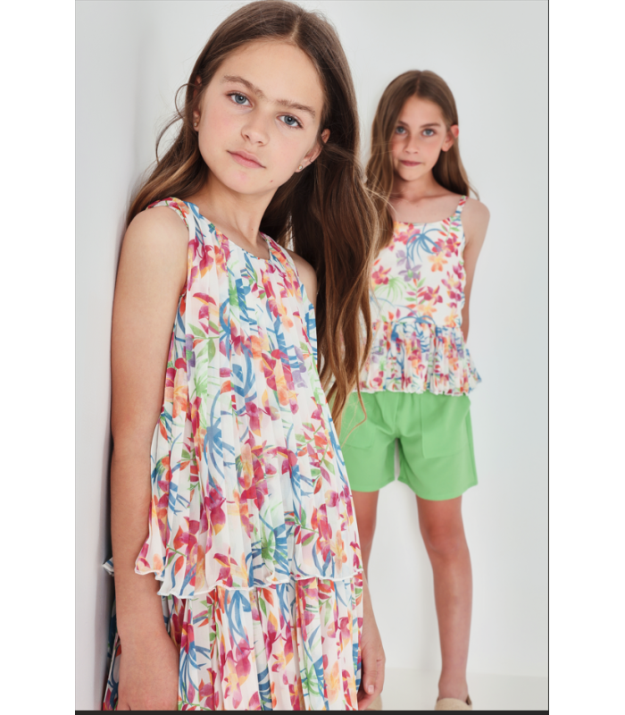 Vestido gasa estampado para niña