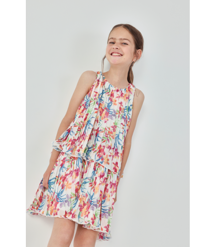 Vestido gasa estampado para niña