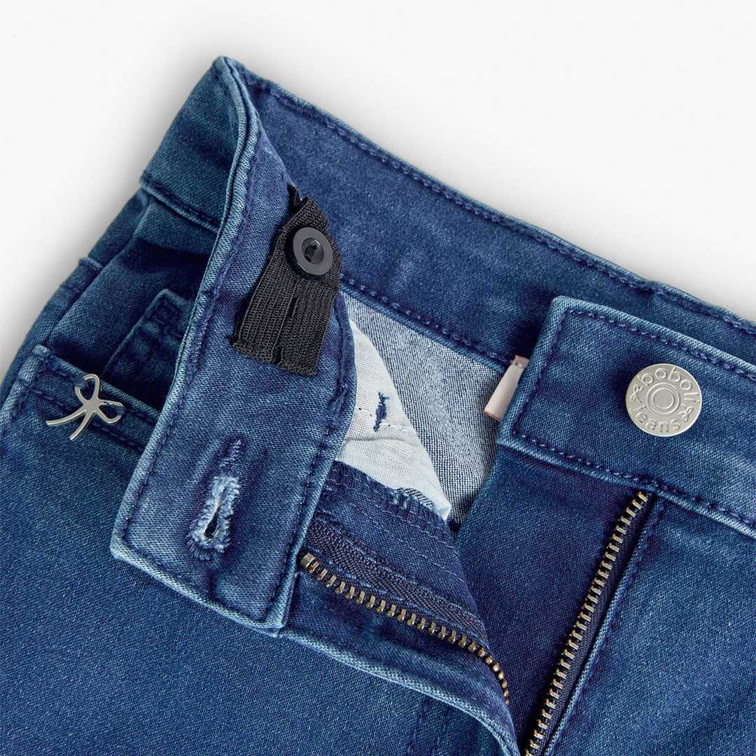 Pantalón denim elástico de niña  azul wide leg