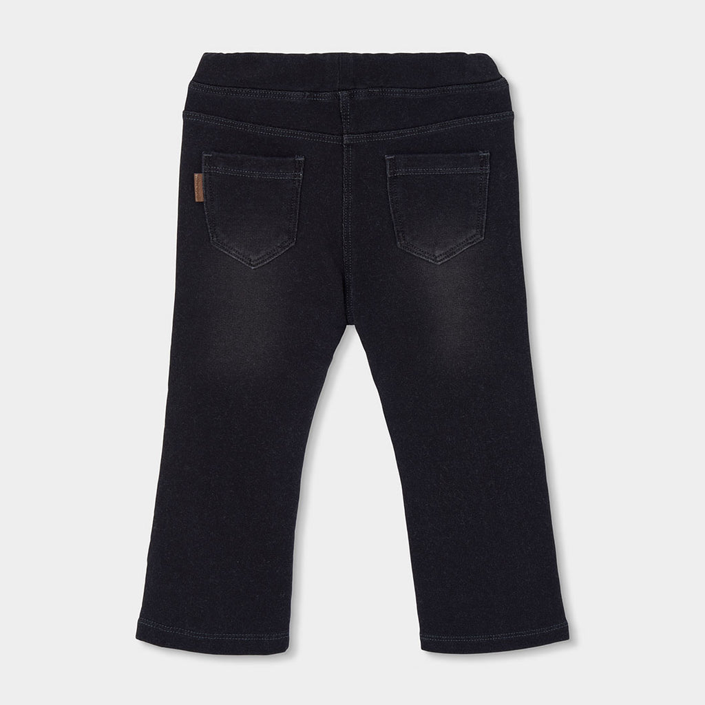 Pantalón felpa denim niña negro acampanado
