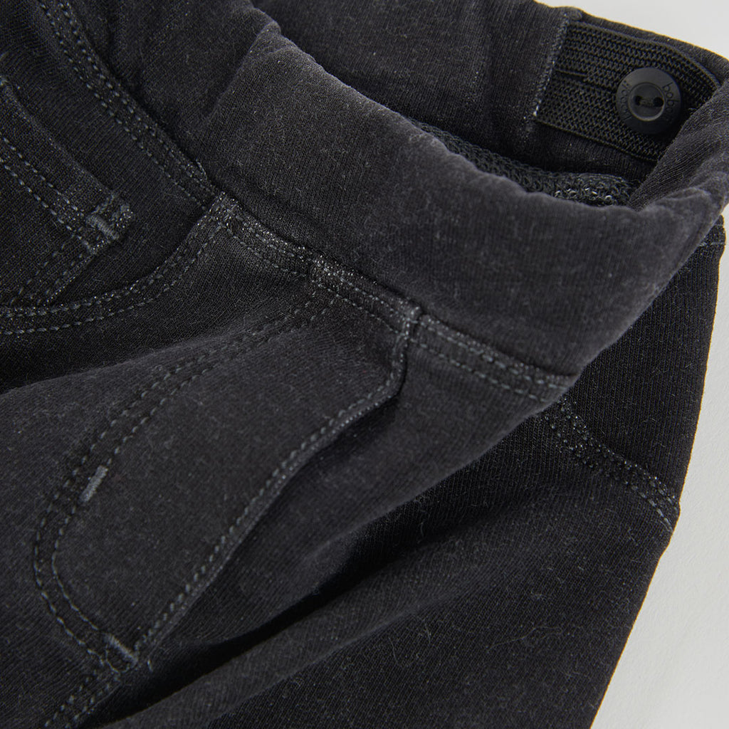 Pantalón felpa denim niña negro acampanado