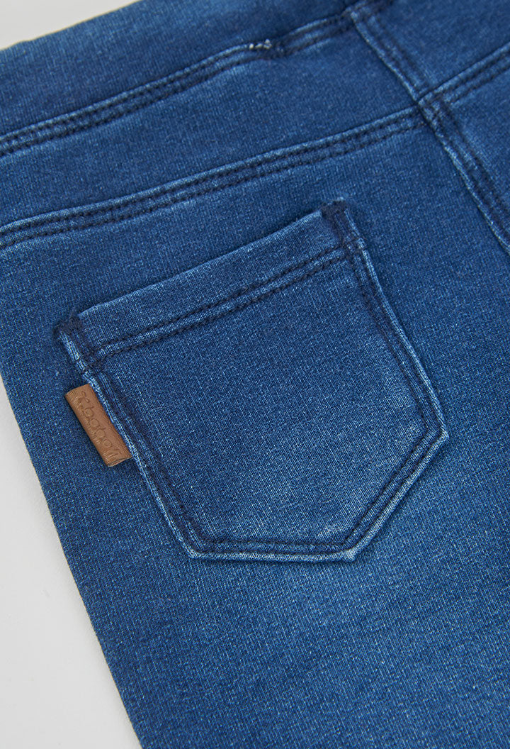 Pantalón felpa denim niña azul acampanado
