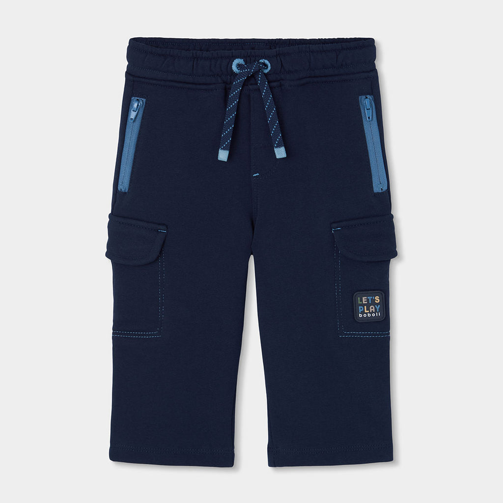 Pantalón felpa niño azul marino cargo