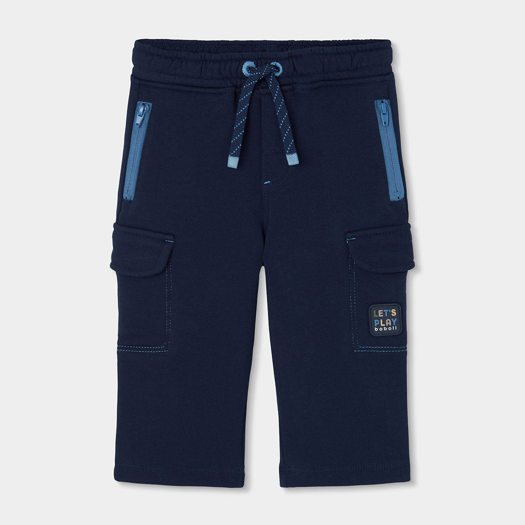Pantalón felpa niño azul marino cargo