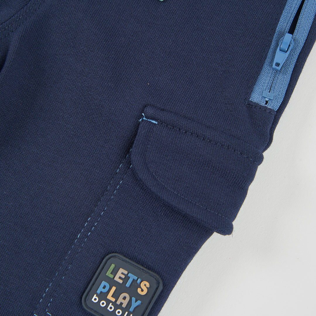 Pantalón felpa niño azul marino cargo