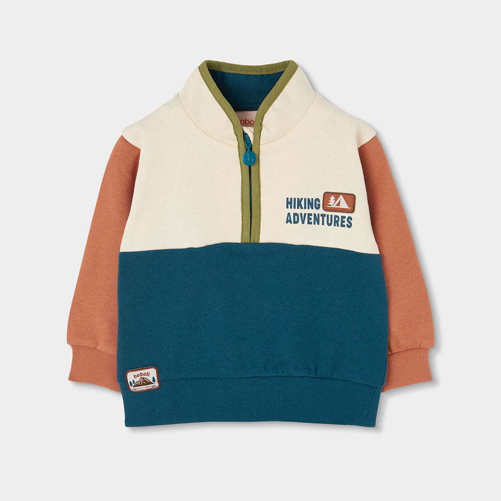 Sudadera felpa niño crudo tricolor Hiking Adventures