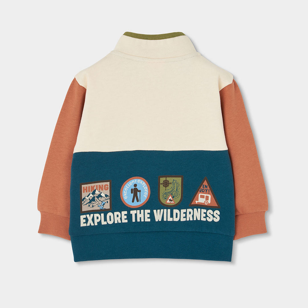 Sudadera felpa niño crudo tricolor Hiking Adventures