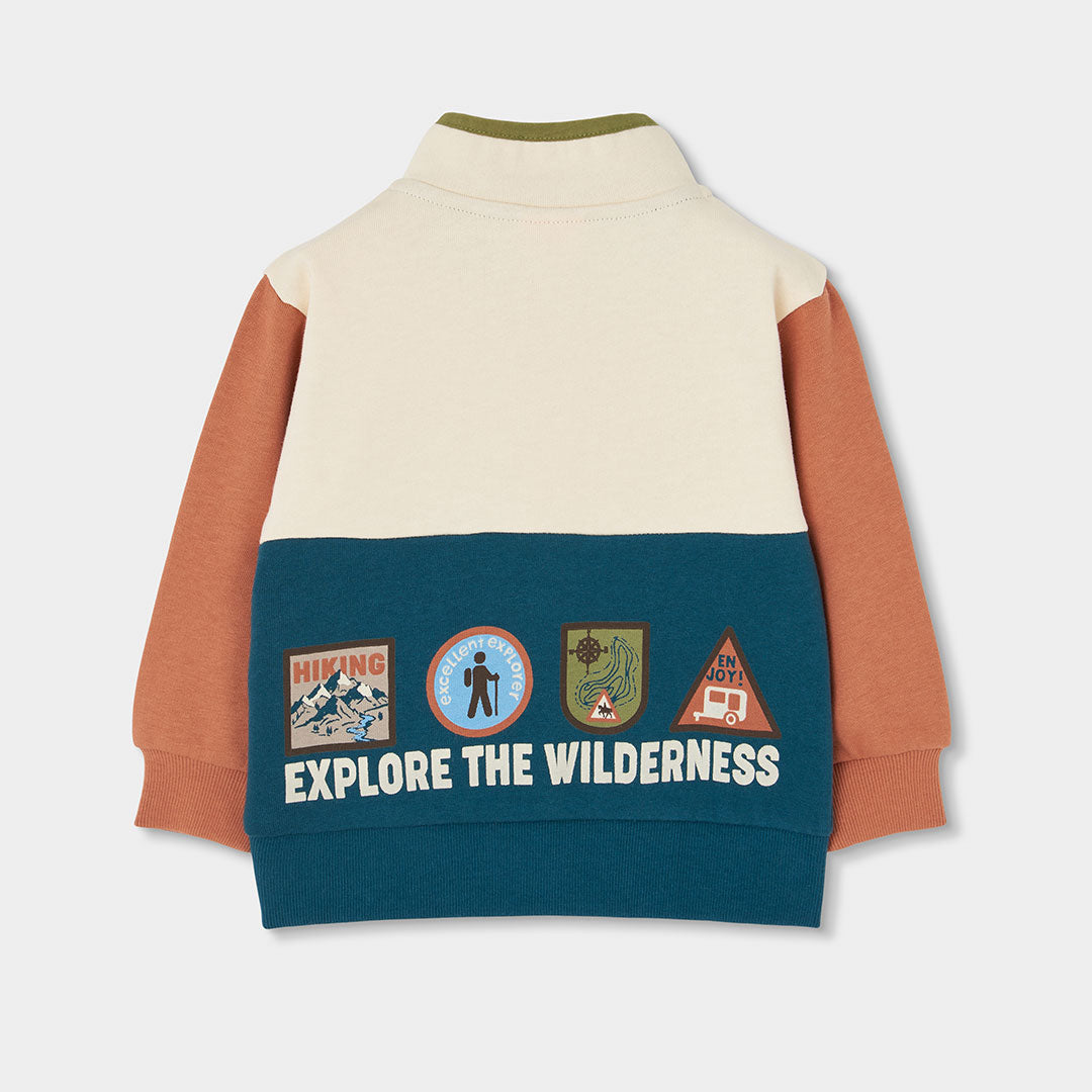 Sudadera felpa niño crudo tricolor Hiking Adventures
