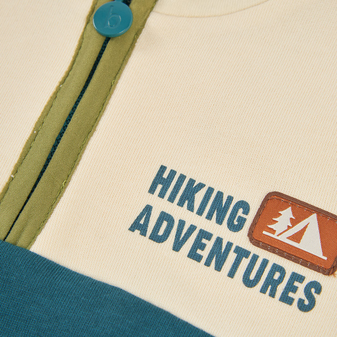 Sudadera felpa niño crudo tricolor Hiking Adventures