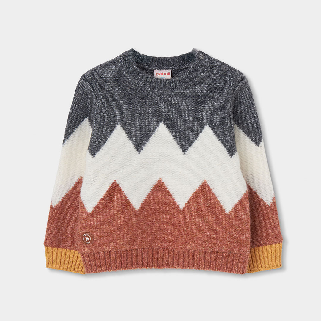 Jersey niño naranja estampado geométrico zigzag