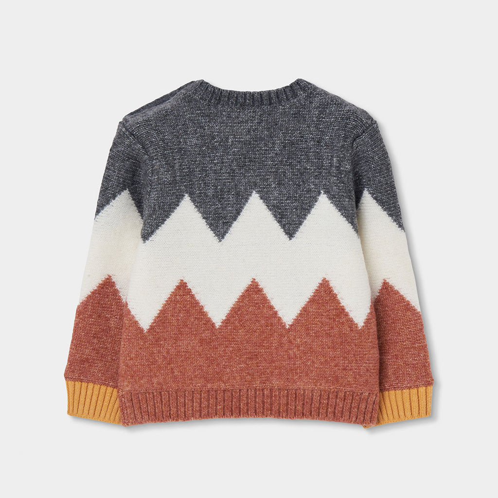 Jersey niño naranja estampado geométrico zigzag