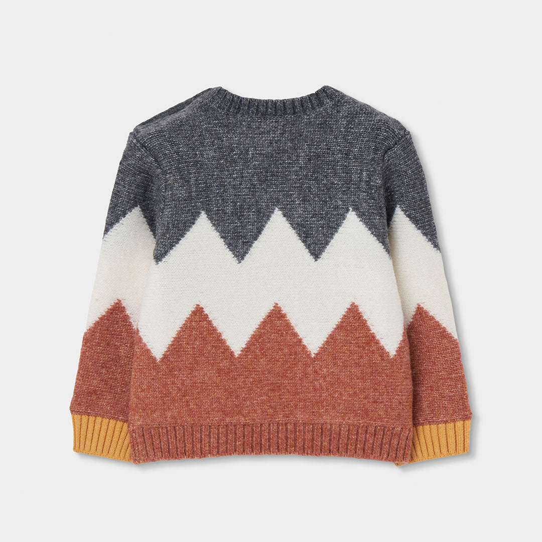 Jersey niño naranja estampado geométrico zigzag