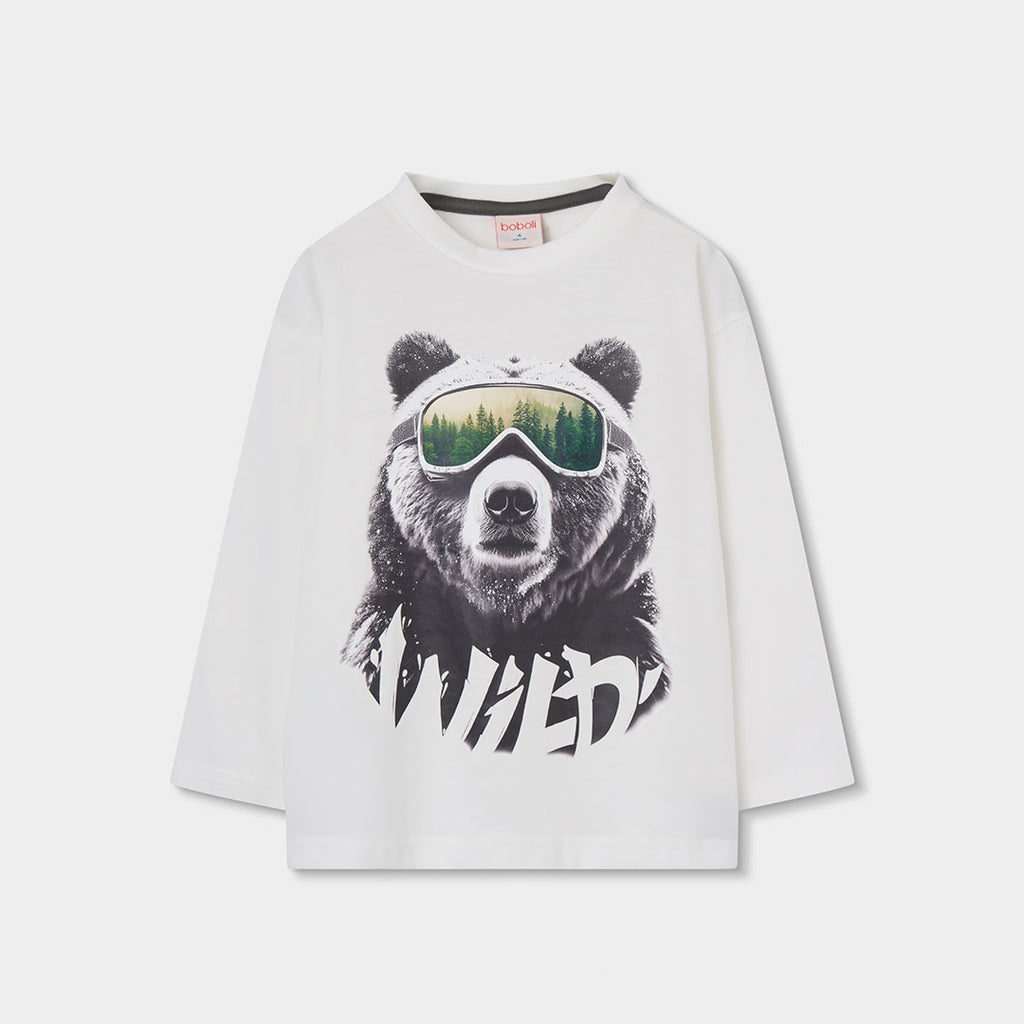 Camiseta niño blanca estampado de oso