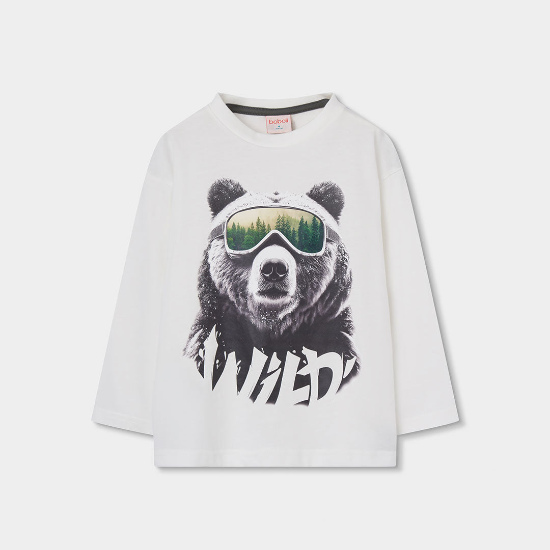 Camiseta niño blanca estampado de oso