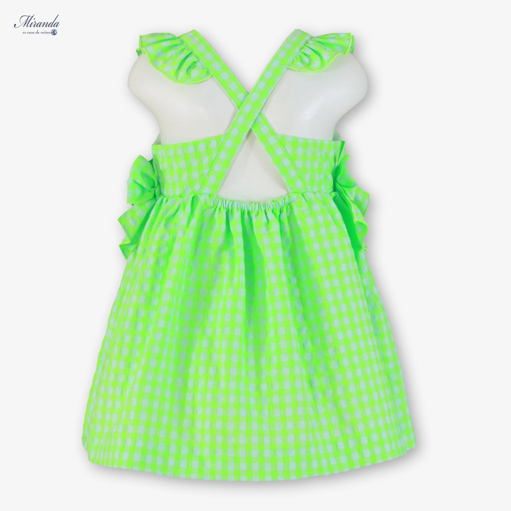 Vestido vichy verde flúor