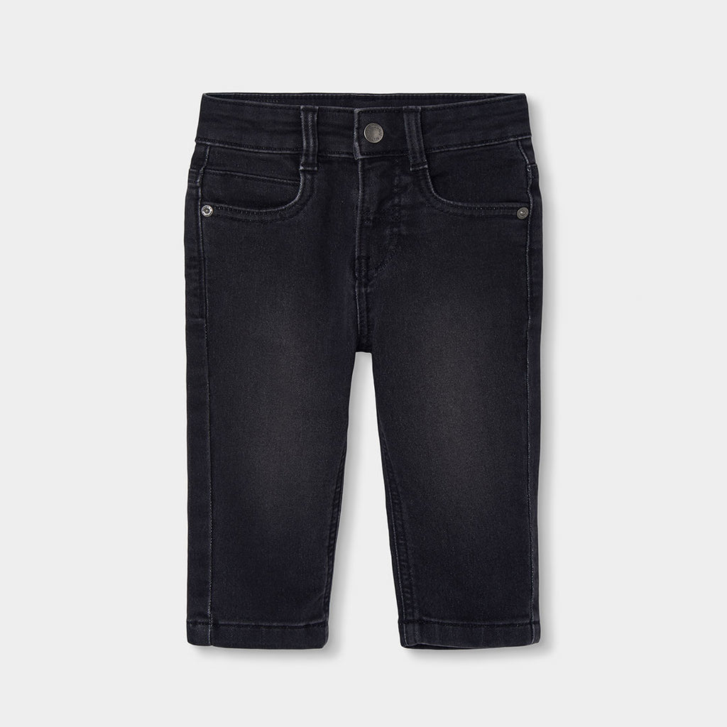 Pantalón straight denim elástico de niño color negro