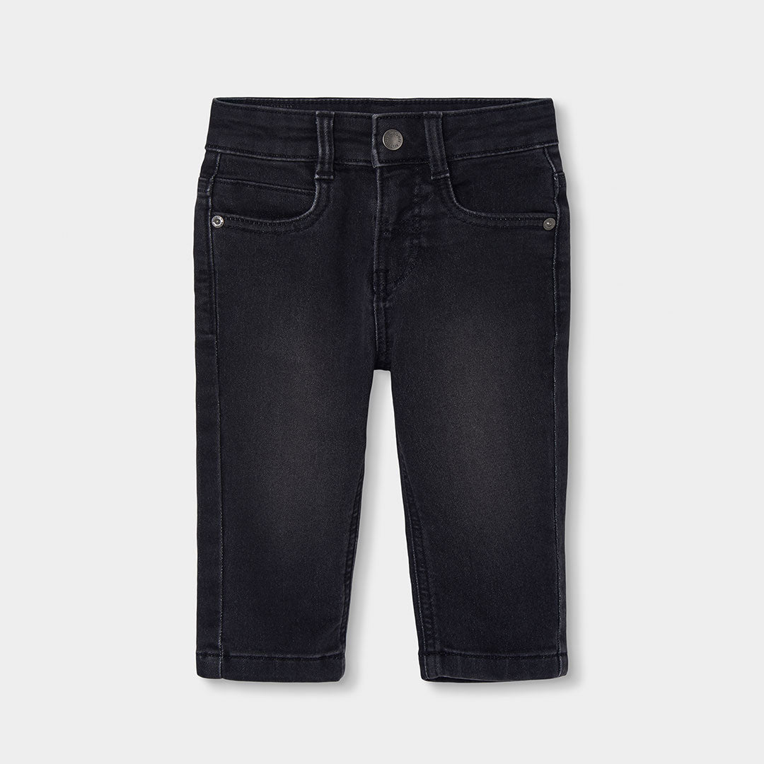 Pantalón straight denim elástico de niño color negro