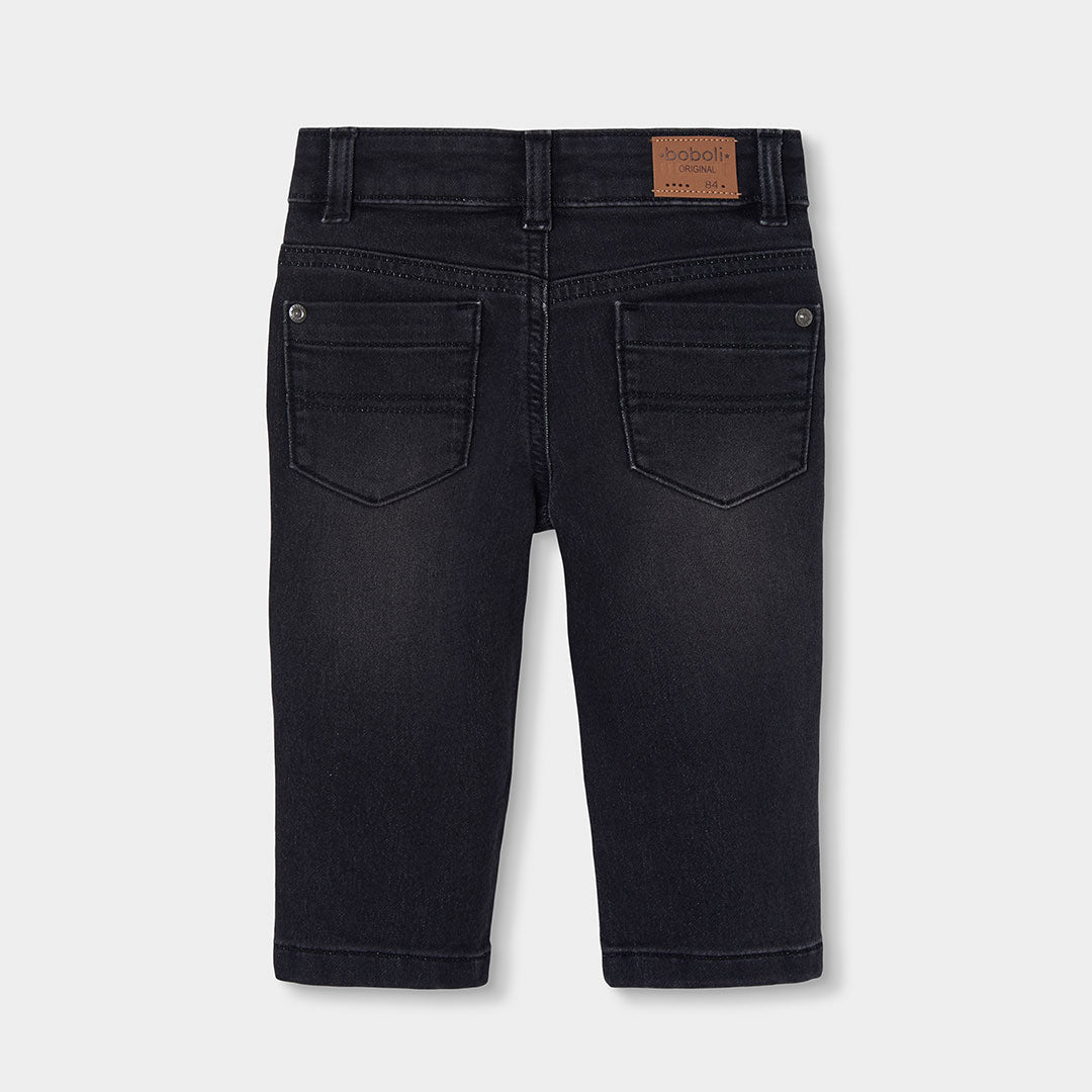 Pantalón straight denim elástico de niño color negro