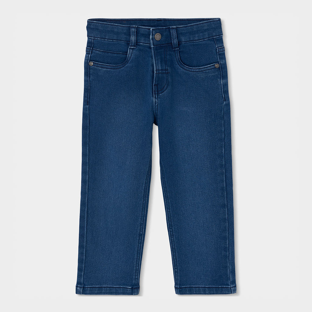 Pantalón straight denim elástico de niño color azul