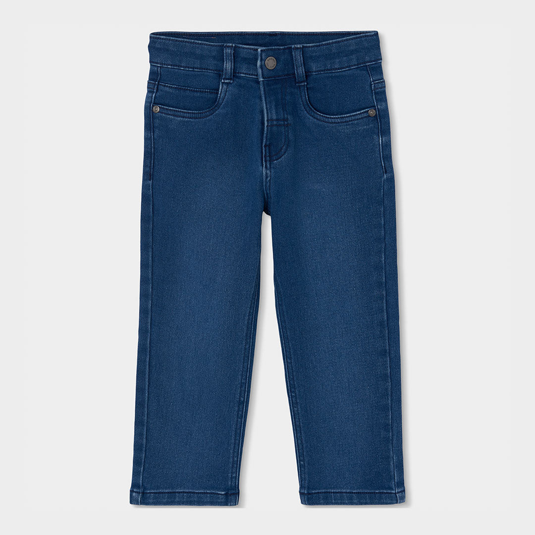 Pantalón straight denim elástico de niño color azul